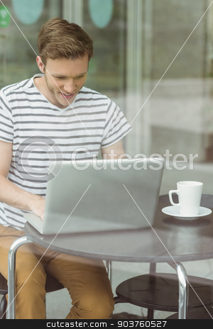 To use this stock image in your creative project, please select the size you need over to the right and click the "Add to Cart" button.
Your downloaded image will come with the Cutcaster watermark removed so don’t worry about the watermark you see on this page. Smiling student using laptop in cafe stock photo, Smiling student using laptop in cafe at the university by Wavebreak Media