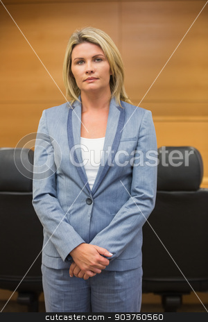 To use this stock image in your creative project, please select the size you need over to the right and click the "Add to Cart" button.
Your downloaded image will come with the Cutcaster watermark removed so don’t worry about the watermark you see on this page. Stern lawyer looking at camera stock photo, Stern lawyer looking at camera in the court room by Wavebreak Media