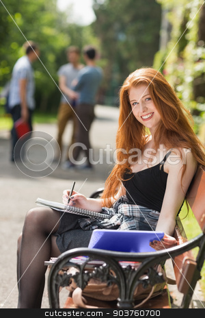 To use this stock image in your creative project, please select the size you need over to the right and click the "Add to Cart" button.
Your downloaded image will come with the Cutcaster watermark removed so don’t worry about the watermark you see on this page. Pretty student studying outside on campus stock photo, Pretty student studying outside on campus at the university by Wavebreak Media