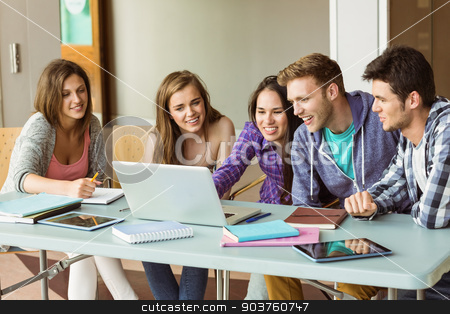 To use this stock image in your creative project, please select the size you need over to the right and click the "Add to Cart" button.
Your downloaded image will come with the Cutcaster watermark removed so don’t worry about the watermark you see on this page. Smiling friends students using laptop stock photo, Smiling friends students using laptop at school by Wavebreak Media