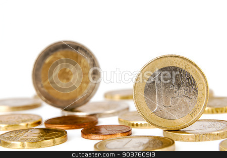 To use this stock image in your creative project, please select the size you need over to the right and click the "Add to Cart" button.
Your downloaded image will come with the Cutcaster watermark removed so don’t worry about the watermark you see on this page. Euro coins stock photo, Coins in denominations of one and two euro and other by marekusz
