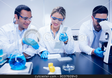 To use this stock image in your creative project, please select the size you need over to the right and click the "Add to Cart" button.
Your downloaded image will come with the Cutcaster watermark removed so don’t worry about the watermark you see on this page. Science students working together in the lab stock photo, Science students working together in the lab at the university by Wavebreak Media