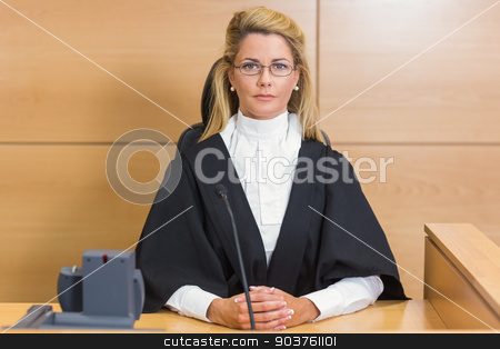 To use this stock image in your creative project, please select the size you need over to the right and click the "Add to Cart" button.
Your downloaded image will come with the Cutcaster watermark removed so don’t worry about the watermark you see on this page. Stern judge looking at camera stock photo, Stern judge looking at camera in the court room by Wavebreak Media