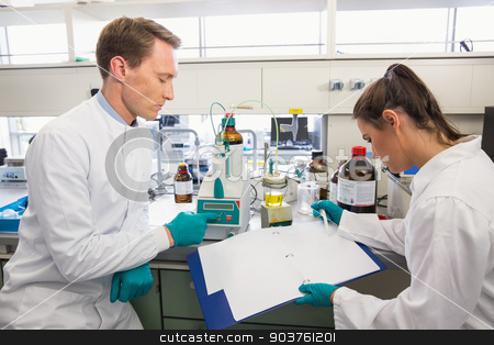 To use this stock image in your creative project, please select the size you need over to the right and click the "Add to Cart" button.
Your downloaded image will come with the Cutcaster watermark removed so don’t worry about the watermark you see on this page. Young scientists conducting an experiment together stock photo, Young scientists conducting an experiment together at the laboratory by Wavebreak Media