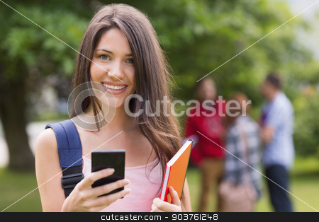 To use this stock image in your creative project, please select the size you need over to the right and click the "Add to Cart" button.
Your downloaded image will come with the Cutcaster watermark removed so don’t worry about the watermark you see on this page. Pretty student sending a text outside on campus stock photo, Pretty student sending a text outside on campus at the university by Wavebreak Media