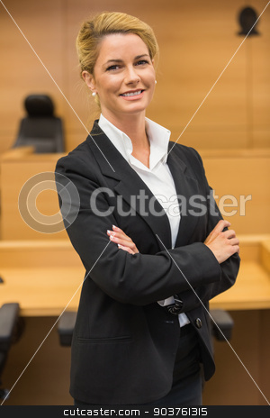 To use this stock image in your creative project, please select the size you need over to the right and click the "Add to Cart" button.
Your downloaded image will come with the Cutcaster watermark removed so don’t worry about the watermark you see on this page. Smiling lawyer looking at camera stock photo, Smiling lawyer looking at camera in the court room by Wavebreak Media