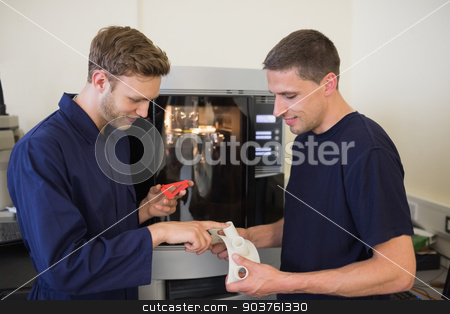 To use this stock image in your creative project, please select the size you need over to the right and click the "Add to Cart" button.
Your downloaded image will come with the Cutcaster watermark removed so don’t worry about the watermark you see on this page. Engineering students using 3d printer stock photo, Engineering students using 3d printer at the university by Wavebreak Media