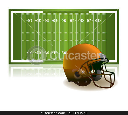 To use this stock image in your creative project, please select the size you need over to the right and click the "Add to Cart" button.
Your downloaded image will come with the Cutcaster watermark removed so don’t worry about the watermark you see on this page. American Football Helmet and Field Illustration stock vector clipart, An illustration of an American football field and helmet isolated on a white background. Vector EPS 10 available. EPS file contains transparencies. by Jason Enterline