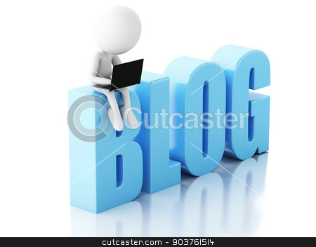 To use this stock image in your creative project, please select the size you need over to the right and click the "Add to Cart" button.
Your downloaded image will come with the Cutcaster watermark removed so don’t worry about the watermark you see on this page. 3d man with laptop and blog sign. News concept on white backgrou stock photo, 3d illustration. White man with laptop and blog sign. News concept on white background by nicolas menijes