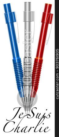 To use this stock image in your creative project, please select the size you need over to the right and click the "Add to Cart" button.
Your downloaded image will come with the Cutcaster watermark removed so don’t worry about the watermark you see on this page. I Am Charlie - Je Suis Charlie stock photo, Three pencils with the colors of the French flag and text, i am charlie in french by catalby