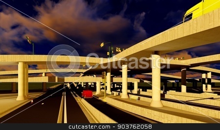 To use this stock image in your creative project, please select the size you need over to the right and click the "Add to Cart" button.
Your downloaded image will come with the Cutcaster watermark removed so don’t worry about the watermark you see on this page. Under the highway. Urban scene stock photo, high-level overpass that crosses over a highway by Dariusz Miszkiel