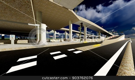 To use this stock image in your creative project, please select the size you need over to the right and click the "Add to Cart" button.
Your downloaded image will come with the Cutcaster watermark removed so don’t worry about the watermark you see on this page. Under the highway. Urban scene stock photo, high-level overpass that crosses over a highway by Dariusz Miszkiel