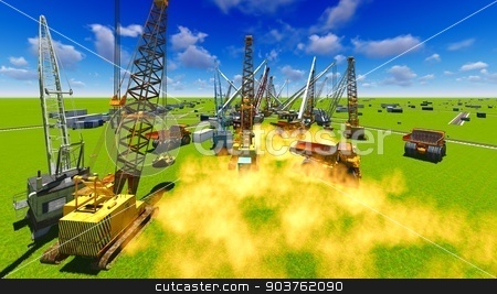 To use this stock image in your creative project, please select the size you need over to the right and click the "Add to Cart" button.
Your downloaded image will come with the Cutcaster watermark removed so don’t worry about the watermark you see on this page. Construction site stock photo, Construction site with various machines by Dariusz Miszkiel