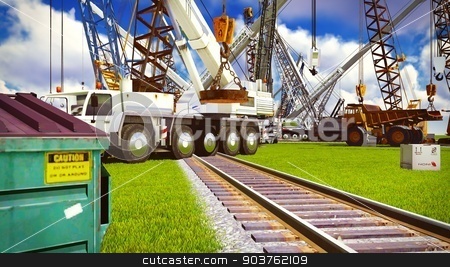 To use this stock image in your creative project, please select the size you need over to the right and click the "Add to Cart" button.
Your downloaded image will come with the Cutcaster watermark removed so don’t worry about the watermark you see on this page. Construction site stock photo, Construction site with various machines by Dariusz Miszkiel