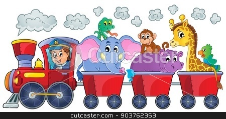 To use this stock image in your creative project, please select the size you need over to the right and click the "Add to Cart" button.
Your downloaded image will come with the Cutcaster watermark removed so don’t worry about the watermark you see on this page. Train with happy animals stock vector clipart, Train with happy animals - eps10 vector illustration. by Klara Viskova