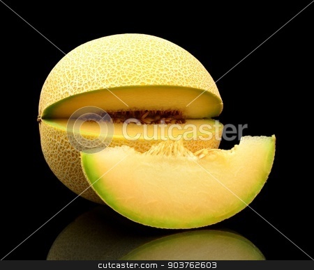To use this stock image in your creative project, please select the size you need over to the right and click the "Add to Cart" button.
Your downloaded image will come with the Cutcaster watermark removed so don’t worry about the watermark you see on this page. Melon galia notched with slice isolated black in studio stock photo, Studio shot of notched ripe melon galia with slice isolated on black background by Tadeusz Wejkszo