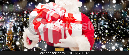 To use this stock image in your creative project, please select the size you need over to the right and click the "Add to Cart" button.
Your downloaded image will come with the Cutcaster watermark removed so don’t worry about the watermark you see on this page. close up of santa claus with gift box stock photo, christmas, holidays and people concept - close up of santa claus with gift box over snowy night city background by Syda Productions