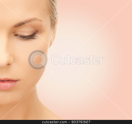 To use this stock image in your creative project, please select the size you need over to the right and click the "Add to Cart" button.
Your downloaded image will come with the Cutcaster watermark removed so don’t worry about the watermark you see on this page. beautiful young woman half face stock photo, beauty, people and health concept - beautiful young woman face over pink background by Syda Productions