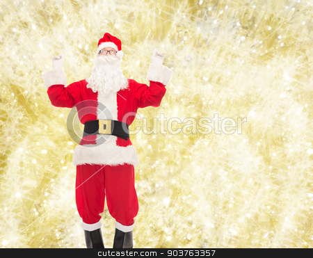 To use this stock image in your creative project, please select the size you need over to the right and click the "Add to Cart" button.
Your downloaded image will come with the Cutcaster watermark removed so don’t worry about the watermark you see on this page. man in costume of santa claus stock photo, christmas, holidays and people concept - man in costume of santa claus having fun over yellow lights background by Syda Productions