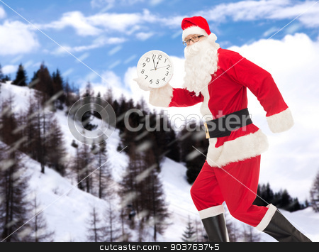 To use this stock image in your creative project, please select the size you need over to the right and click the "Add to Cart" button.
Your downloaded image will come with the Cutcaster watermark removed so don’t worry about the watermark you see on this page. man in costume of santa claus with clock stock photo, christmas, holidays and people concept - man in costume of santa claus running with clock showing twelve over snowy mountains background by Syda Productions
