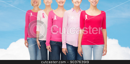To use this stock image in your creative project, please select the size you need over to the right and click the "Add to Cart" button.
Your downloaded image will come with the Cutcaster watermark removed so don’t worry about the watermark you see on this page. close up of women with cancer awareness ribbons stock photo, healthcare, people and medicine concept - close up of smiling women in blank shirts with pink breast cancer awareness ribbons over blue sky and white cloud background by Syda Productions