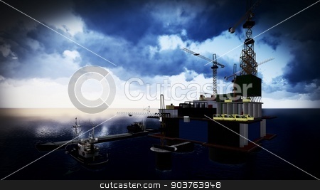 To use this stock image in your creative project, please select the size you need over to the right and click the "Add to Cart" button.
Your downloaded image will come with the Cutcaster watermark removed so don’t worry about the watermark you see on this page. Oil rig platform stock photo, Oil rig platform at night by Dariusz Miszkiel