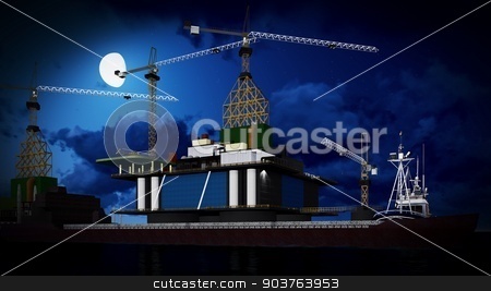 To use this stock image in your creative project, please select the size you need over to the right and click the "Add to Cart" button.
Your downloaded image will come with the Cutcaster watermark removed so don’t worry about the watermark you see on this page. Oil rig platform stock photo, Oil rig platform at night by Dariusz Miszkiel
