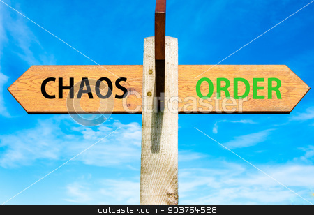 To use this stock image in your creative project, please select the size you need over to the right and click the "Add to Cart" button.
Your downloaded image will come with the Cutcaster watermark removed so don’t worry about the watermark you see on this page. Wooden signpost with two opposite arrows over clear blue sky, Chaos versus Order messages stock photo, Wooden signpost with two opposite arrows over clear blue sky, Chaos versus Order messages by Constantin Stanciu