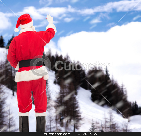To use this stock image in your creative project, please select the size you need over to the right and click the "Add to Cart" button.
Your downloaded image will come with the Cutcaster watermark removed so don’t worry about the watermark you see on this page. man in costume of santa claus writing something stock photo, christmas, holidays and people concept - man in costume of santa claus writing something from back over snowy mountains background by Syda Productions
