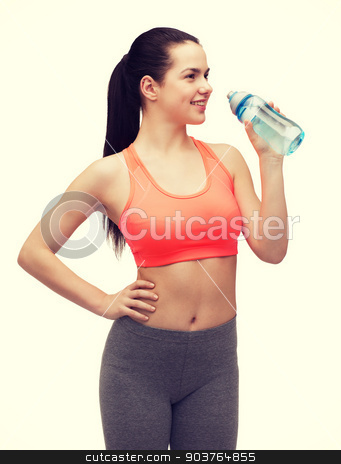 To use this stock image in your creative project, please select the size you need over to the right and click the "Add to Cart" button.
Your downloaded image will come with the Cutcaster watermark removed so don’t worry about the watermark you see on this page. sporty woman with water bottle stock photo, sport, excercise and healthcare - sporty woman with water bottle by Syda Productions