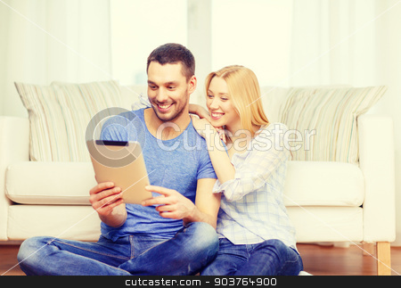 To use this stock image in your creative project, please select the size you need over to the right and click the "Add to Cart" button.
Your downloaded image will come with the Cutcaster watermark removed so don’t worry about the watermark you see on this page. smiling happy couple with tablet pc at home stock photo, love, family, technology, internet and happiness concept - smiling happy couple witl tablet pc computer sitting on the floor at home by Syda Productions