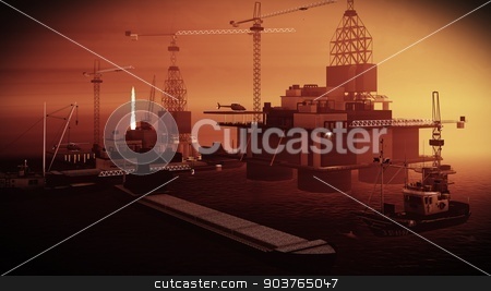 To use this stock image in your creative project, please select the size you need over to the right and click the "Add to Cart" button.
Your downloaded image will come with the Cutcaster watermark removed so don’t worry about the watermark you see on this page. Oil rig platform stock photo, Oil rig platform at night by Dariusz Miszkiel