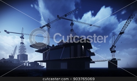 To use this stock image in your creative project, please select the size you need over to the right and click the "Add to Cart" button.
Your downloaded image will come with the Cutcaster watermark removed so don’t worry about the watermark you see on this page. Oil rig platform stock photo, Oil rig platform at night by Dariusz Miszkiel