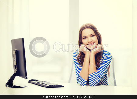 To use this stock image in your creative project, please select the size you need over to the right and click the "Add to Cart" button.
Your downloaded image will come with the Cutcaster watermark removed so don’t worry about the watermark you see on this page. dreaming teenage girl at home stock photo, hone, technology and education concept - dreaming teenage girl at home by Syda Productions