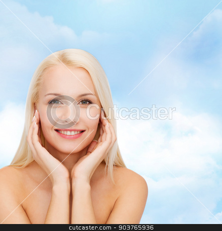 To use this stock image in your creative project, please select the size you need over to the right and click the "Add to Cart" button.
Your downloaded image will come with the Cutcaster watermark removed so don’t worry about the watermark you see on this page. beautiful woman touching her face skin stock photo, health and beauty concept - beautiful woman touching her face skin by Syda Productions