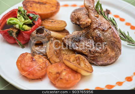 To use this stock image in your creative project, please select the size you need over to the right and click the "Add to Cart" button.
Your downloaded image will come with the Cutcaster watermark removed so don’t worry about the watermark you see on this page. grilled duck legs stock photo, grilled duck legs with vegetables by olinchuk