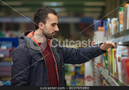 To use this stock image in your creative project, please select the size you need over to the right and click the "Add to Cart" button.
Your downloaded image will come with the Cutcaster watermark removed so don’t worry about the watermark you see on this page. Young Man Shopping In The Supermarket stock photo, Handsome Young Man Shopping For Fruits And Vegetables In Produce Department Of A Grocery Store - Supermarket - Shallow Deep Of Field by Jasminko Ibrakovic
