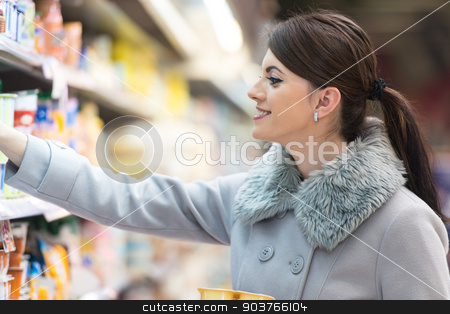 To use this stock image in your creative project, please select the size you need over to the right and click the "Add to Cart" button.
Your downloaded image will come with the Cutcaster watermark removed so don’t worry about the watermark you see on this page. Woman Shopping At The Supermarket stock photo, Beautiful Young Woman Shopping For Fruits And Vegetables In Produce Department Of A Grocery Store - Supermarket - Shallow Deep Of Field by Jasminko Ibrakovic