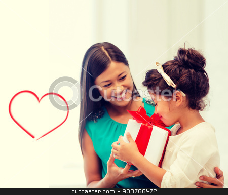 To use this stock image in your creative project, please select the size you need over to the right and click the "Add to Cart" button.
Your downloaded image will come with the Cutcaster watermark removed so don’t worry about the watermark you see on this page. happy mother and child girl with gift box stock photo, holidays, presents, christmas, x-mas, birthday concept - happy mother and child girl with gift box by Syda Productions