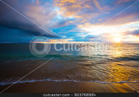 To use this stock image in your creative project, please select the size you need over to the right and click the "Add to Cart" button.
Your downloaded image will come with the Cutcaster watermark removed so don’t worry about the watermark you see on this page. Kihei Beach Sunrise stock photo, Sunrise at Kihei Beach on Maui in Hawaii by Scott Griessel