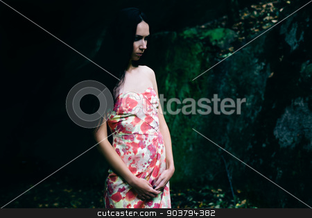 To use this stock image in your creative project, please select the size you need over to the right and click the "Add to Cart" button.
Your downloaded image will come with the Cutcaster watermark removed so don’t worry about the watermark you see on this page. Lady in the dress with a floral pattern stock photo, Portrait of lady in the dress with floral pattern in the Vorontsov Park by Suchota