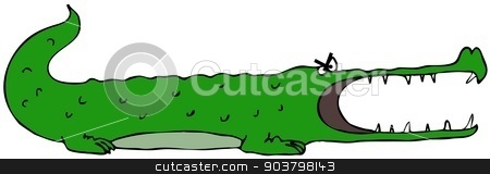 To use this stock image in your creative project, please select the size you need over to the right and click the "Add to Cart" button.
Your downloaded image will come with the Cutcaster watermark removed so don’t worry about the watermark you see on this page. Cartoon alligator stock photo, This illustration depicts a green cartoon alligator with its mouth open. by Dennis Cox