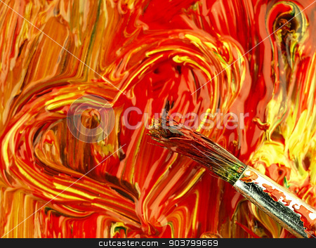 To use this stock image in your creative project, please select the size you need over to the right and click the "Add to Cart" button.
Your downloaded image will come with the Cutcaster watermark removed so don’t worry about the watermark you see on this page. Colored paint mixed on palette. Dirty brush and heart shape. stock photo, Paints and brush up on the pallet. Different colors mixed in a heart shape. Visible texture paint. by Krzysztof