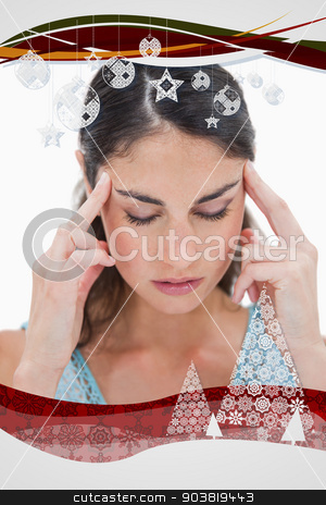 To use this stock image in your creative project, please select the size you need over to the right and click the "Add to Cart" button.
Your downloaded image will come with the Cutcaster watermark removed so don’t worry about the watermark you see on this page. Composite image of portrait of a young woman having a headache stock photo, Portrait of a young woman having a headache against christmas frame by Wavebreak Media