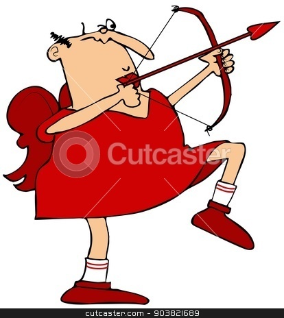 To use this stock image in your creative project, please select the size you need over to the right and click the "Add to Cart" button.
Your downloaded image will come with the Cutcaster watermark removed so don’t worry about the watermark you see on this page. Cupid aiming his arrow stock photo, This illustration depicts Cupid squinting while aiming his arrow. by Dennis Cox