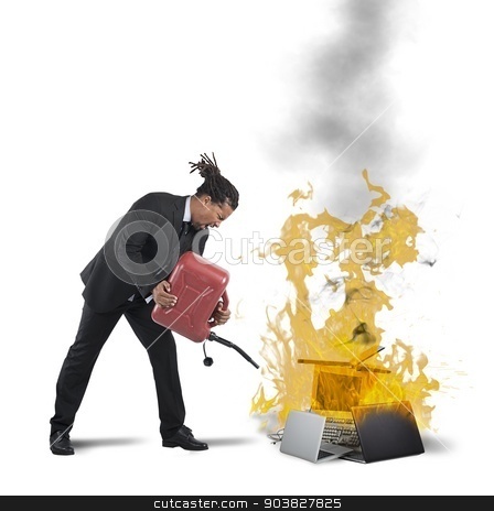 To use this stock image in your creative project, please select the size you need over to the right and click the "Add to Cart" button.
Your downloaded image will come with the Cutcaster watermark removed so don’t worry about the watermark you see on this page. Businessman burns computers stock photo, A businessman stressed and pissed burns computers by Federico Caputo