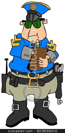 To use this stock image in your creative project, please select the size you need over to the right and click the "Add to Cart" button.
Your downloaded image will come with the Cutcaster watermark removed so don’t worry about the watermark you see on this page. Cop writing a ticket stock photo, This illustration depicts a police officer writing out a ticket on a clipboard. by Dennis Cox