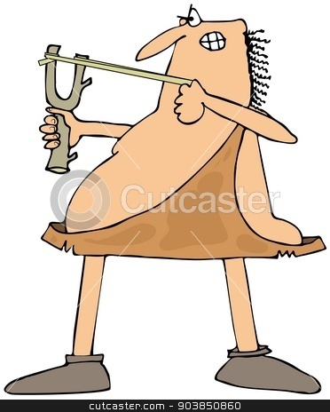 To use this stock image in your creative project, please select the size you need over to the right and click the "Add to Cart" button.
Your downloaded image will come with the Cutcaster watermark removed so don’t worry about the watermark you see on this page. Caveman aiming a slingshot stock photo, This illustration depicts a caveman aiming a slingshot. by Dennis Cox