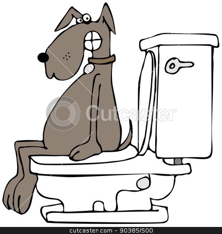 To use this stock image in your creative project, please select the size you need over to the right and click the "Add to Cart" button.
Your downloaded image will come with the Cutcaster watermark removed so don’t worry about the watermark you see on this page. Dog on a toilet stock photo, This illustration depicts a dog with an embarrassed expression sitting on a toilet. by Dennis Cox