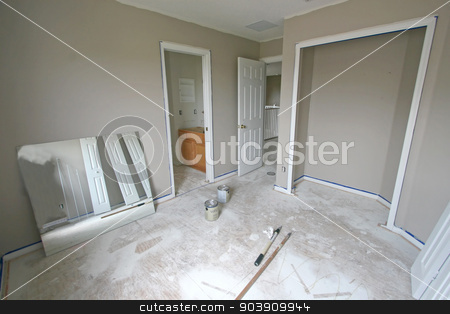 To use this stock image in your creative project, please select the size you need over to the right and click the "Add to Cart" button.
Your downloaded image will come with the Cutcaster watermark removed so don’t worry about the watermark you see on this page. Home Remodel stock photo, Inside a home remodel, in a bedroom by Lucy Clark